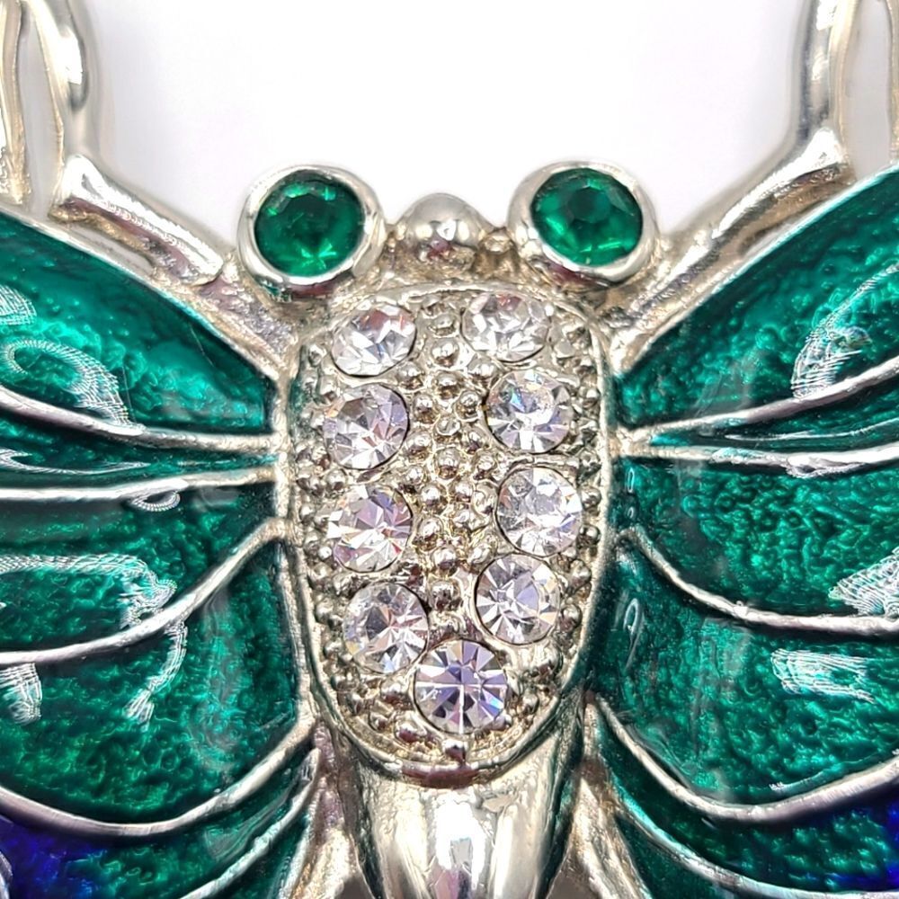 Enamel and Rhinestone Dragonfly Brooch Pin, large - Picture 3 of 7